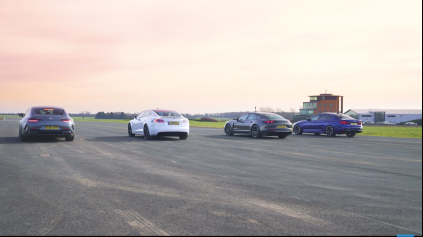 DRAG RACE TESLA P100D VERSUS AMG GT 4, M5 A PANAMERA TURBO S