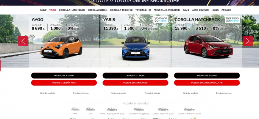 Na Slovensku spustila Toyota online showroom