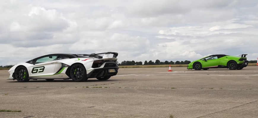 Drag race Lamborghini Huracán proti Aventador SVJ