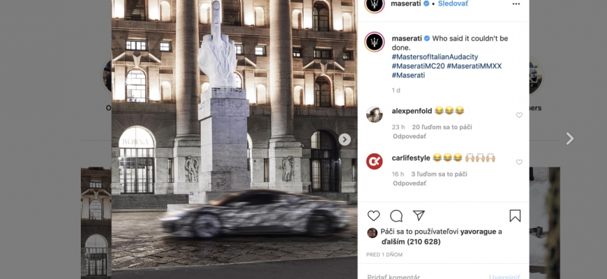 Maserati MC 20 nám všetkým ukazuje prostredník