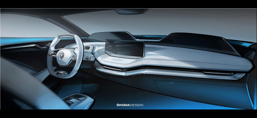 Elektromobil Škoda Vision E odhaľuje interiér