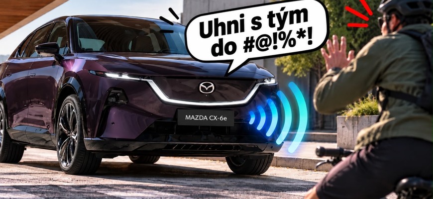 Mazda CX-6e dokáže vulgárne nadávať cyklistom aj chodcom!