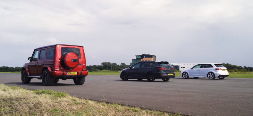 Nerovný súboj? Šprint Leon Cupra R a Audi RS3 a Mercedes AMG G63