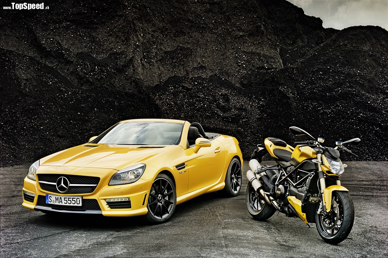 Mercedes-Benz SLK 55 AMG a Ducati Streetfighter 848