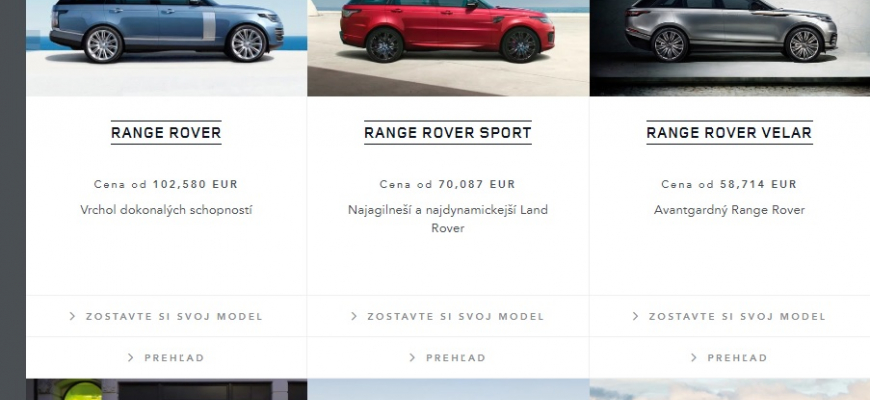 Konfigurátor Land Rover je takmer identický, ako má Jaguar