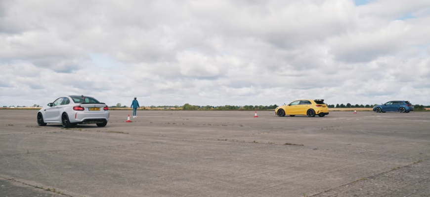 Drag race Audi RS3 proti BMW M2 CS a Mercedes-AMG A45 S: bude to tesné?