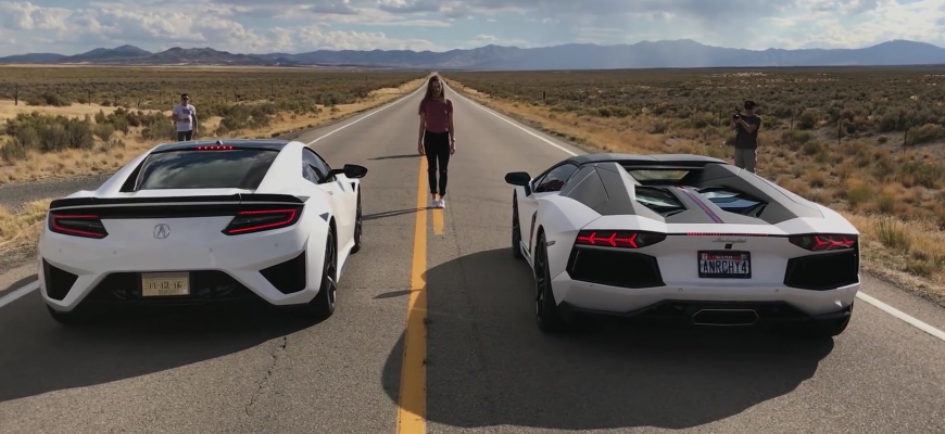 Šprint Honda NSX vs. Aventador: elektrické kone ťahajú silnejšie