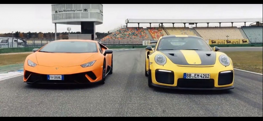 Lambo Huracan Performante a Porsche 911 GT2RS  v súboji na trati