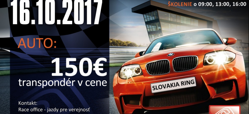 Posledné tohtoročné voľné jazdy na Slovakia Ringu budú 16.10.