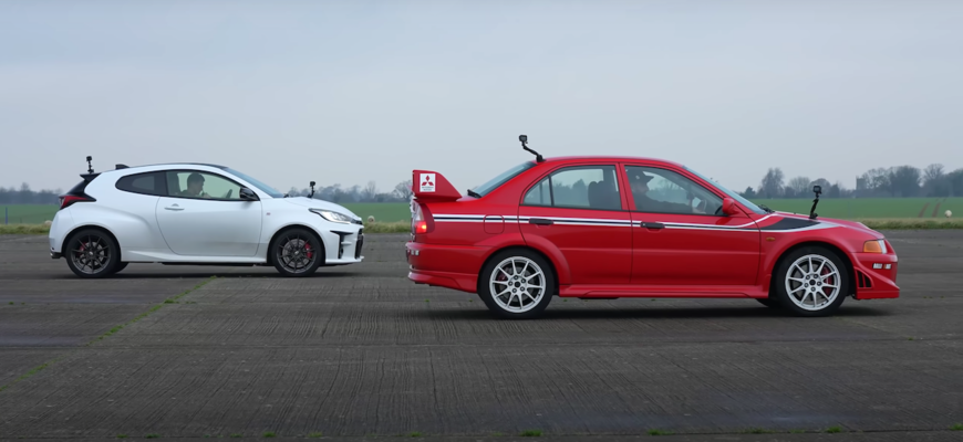 Drag race Mitsubishi Lancer Evo VI proti Toyote GR Yaris