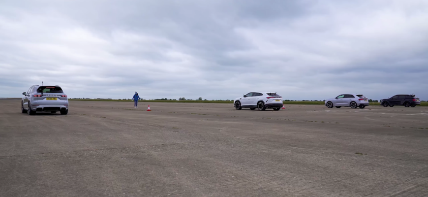 Drag race Lamborghini Urus s Audi RSQ8, Bentley Bentayga a Porsche Cayenne Turbo S E-Hybrid