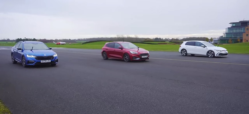 Drag race Škoda Octavia RS proti Golf GTI a Focus ST