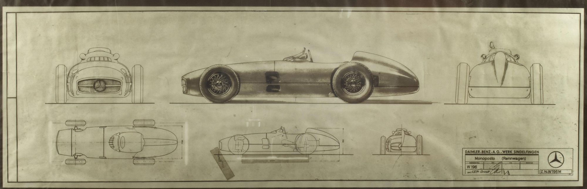 Plán Mercedes-Benz W196, na ktorom jazdil Juan Manuel Fangio