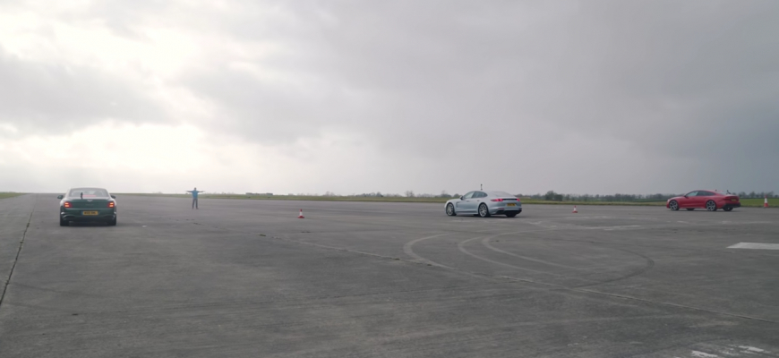 Drag race Bentley Flying Spur s Porsche Panamera Turbo a Audi RS7