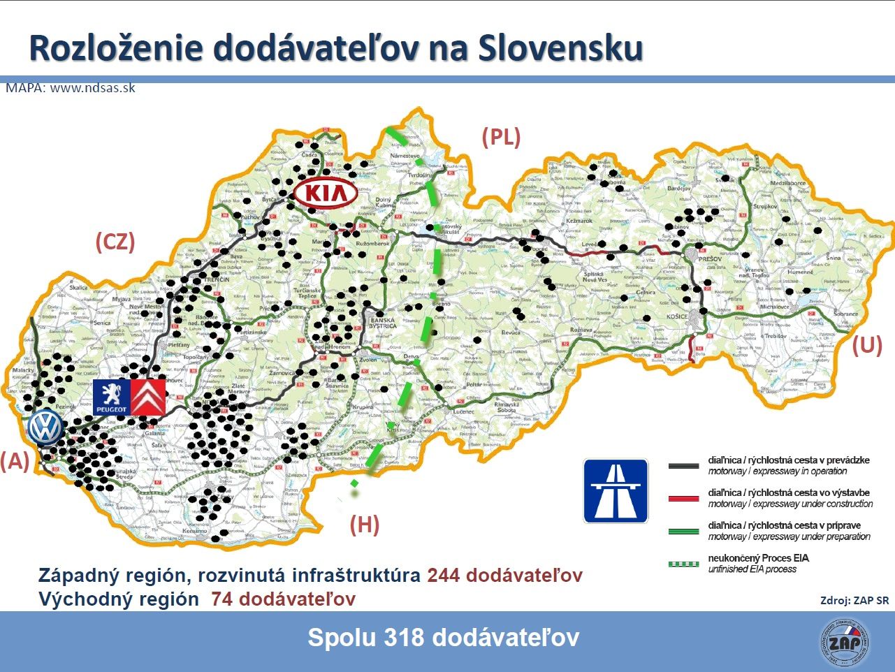 ZAP SR rozmiestnenie subdodavatelov automotive v SR