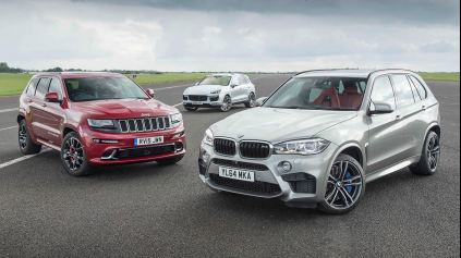 GRAND CHEROKEE SRT VS CAYENNE TURBO S VS X5 M. 1620 KONÍ V AKCII