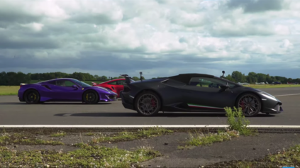 DRAG RACE PORSCHE 911 TURBO S PROTI LAMBORGHINI HURACÁN A FERRARI 488 PISTA