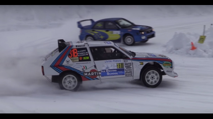 LANCIA DELTA PREDVÁDZA DRIFTY NA SNEHU. IDE TO SKVELE