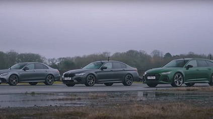 DRAG RACE AUDI RS6 PROTI BMW M5 COMPETITION A MERCEDES E63 AMG
