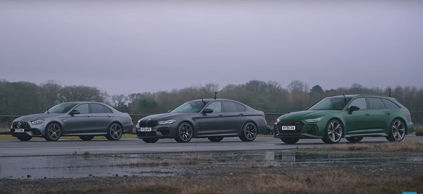 Drag race Audi RS6 proti BMW M5 Competition a Mercedes E63 AMG