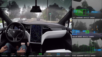 Čo vidí počas jazdy Tesla Autopilot