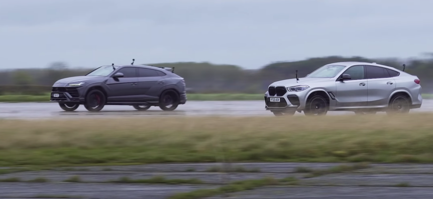 Drag race BMW X6M proti Lamborghini Urus