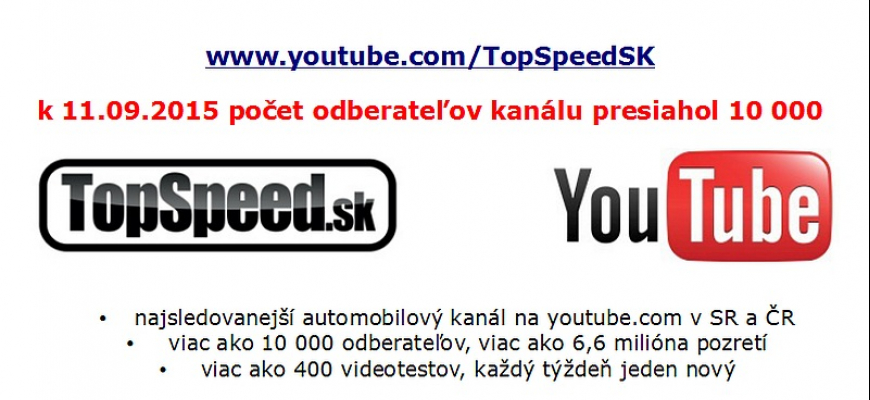 Máme najsledovanejší automobilový videokanál na youtube.com v SR (aj ČR)