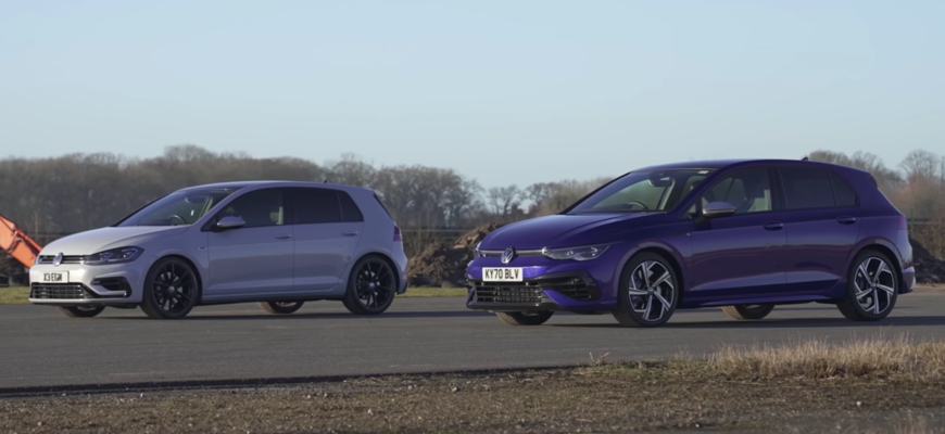 Drag race VW Golf R proti staršiemu kúsku