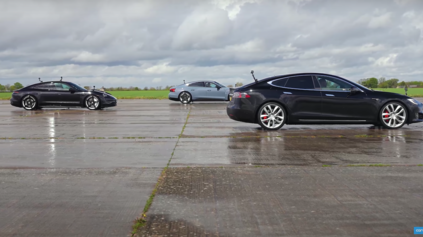 Súboj elektro áut, drag race Audi RS e-tron GT proti Taycan Turbo a Tesla Model S