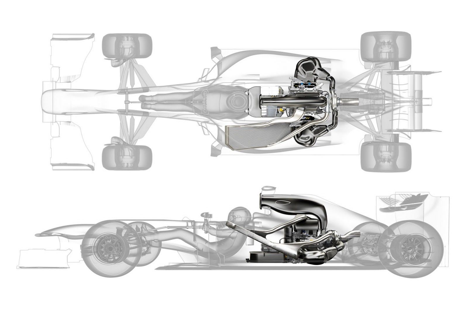 Uloženie V6 turbo motora v monoposte F1