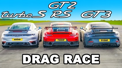 Porsche 911 Turbo S sa v šprinte postavilo verziám GT2 RS a GT3. Jasný víťaz či prekvapenie?