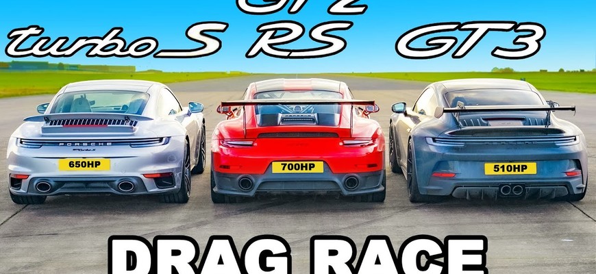 Porsche 911 Turbo S sa v šprinte postavilo verziám GT2 RS a GT3. Jasný víťaz či prekvapenie?
