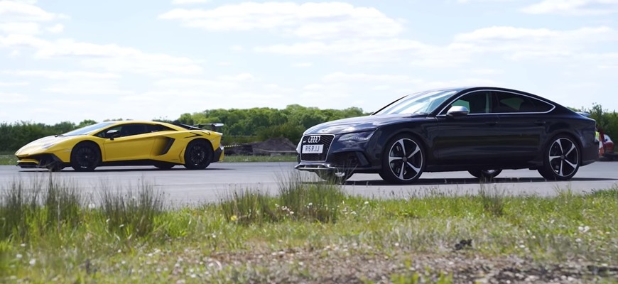 Drag race Lamborghini Aventador proti Audi RS7 s úpravami