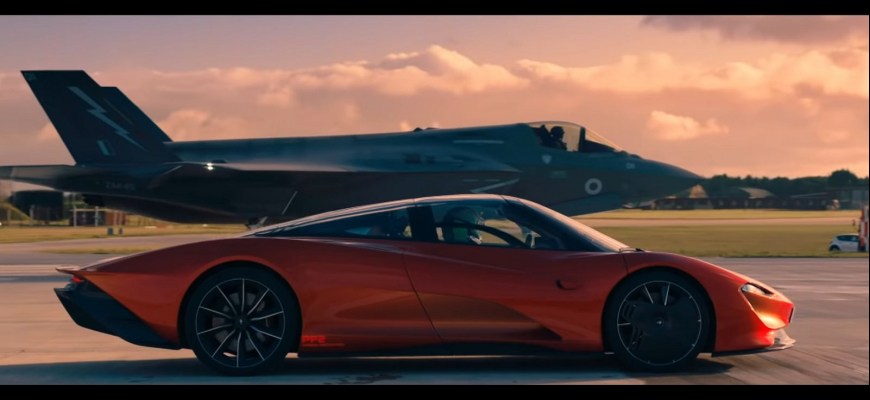 Parádne preteky Top Gearu. McLaren Speedtail vs stíhačka F-35