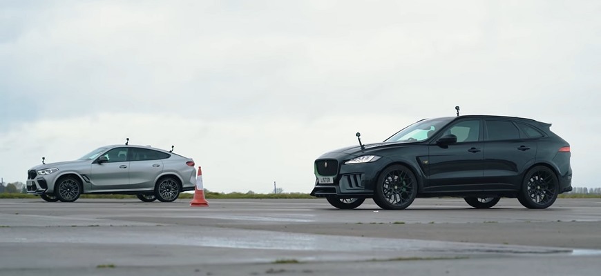 Drag race BMW X6M proti tuning Jaguar F-Pace SVR