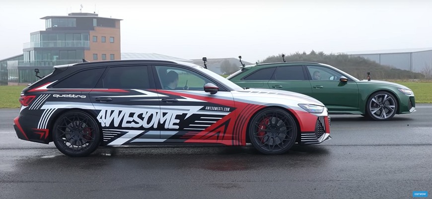 Drag race tuning Audi RS6 proti sériovému modelu