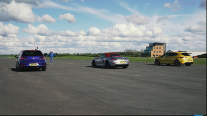 ŠPRINT BOXSTER GTS A GOLF R A MEGANE RS: SÚBOJ FWD A RWD A AWD