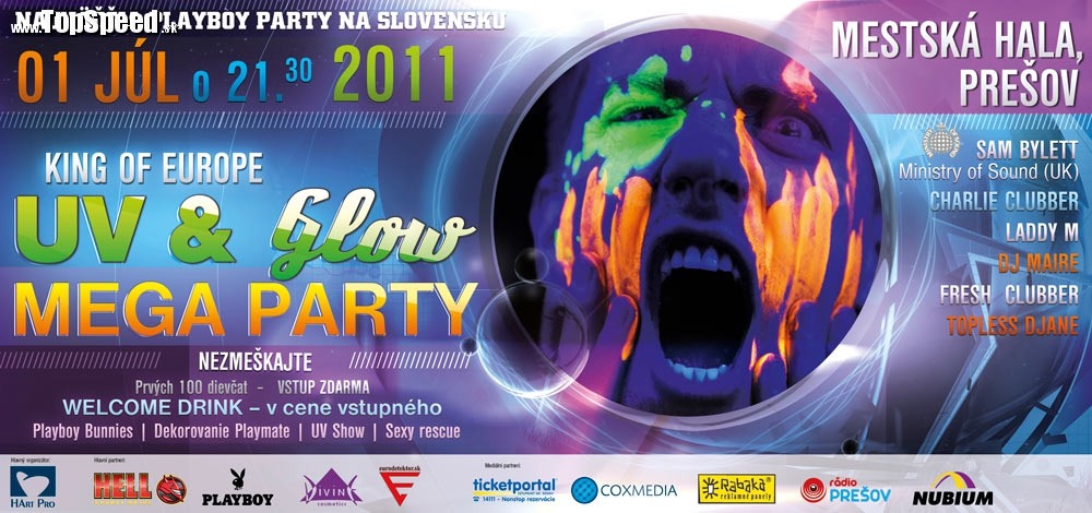 KING OF EUROPE UV & GLOW MEGA Party - Prešov, mestská hala, piatok 01.07. od 21.30 h