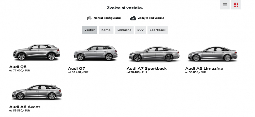 Porovnanie konfigurátorov: Audi konfigurátor