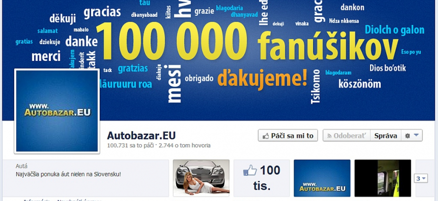 Autobazer.EU slávi 100 000 fans na FB štýlovým videom