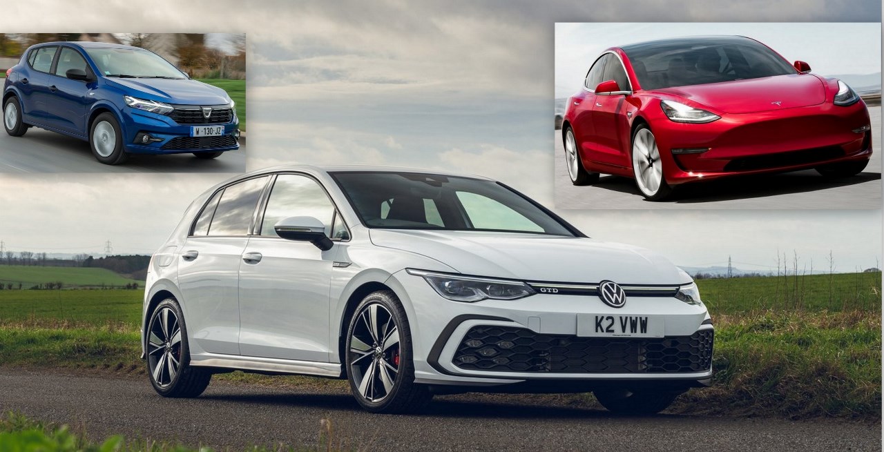 E golf vs shop tesla model 3